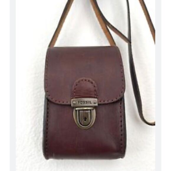 Vintage Fossil Leather Crossbody camera bag - Picture 1 of 6